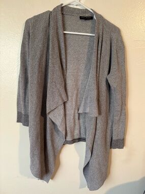 Banana Republic Light Gray Draped Open-Front Cardigan